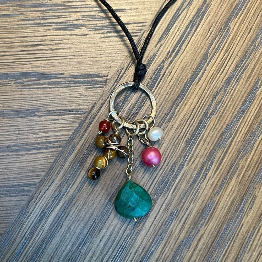 Gold Plated Wax Coated Cord Necklace With Cross Pendant